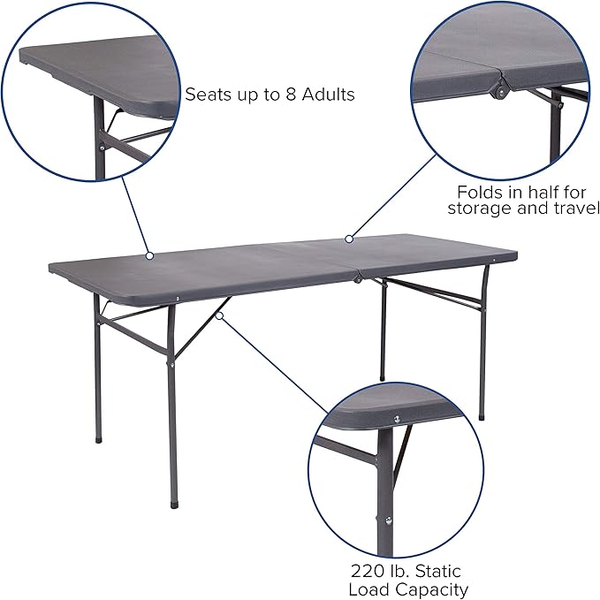 Flash Furniture 6' Rectangular Plastic Folding Event Table - Image 8