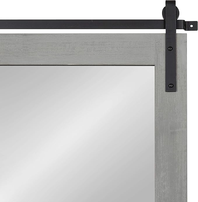 Kate and Laurel Cates Farmhouse Wall Mirror, 24 x 38, Barn Door-Inspired Rustic - Image 5