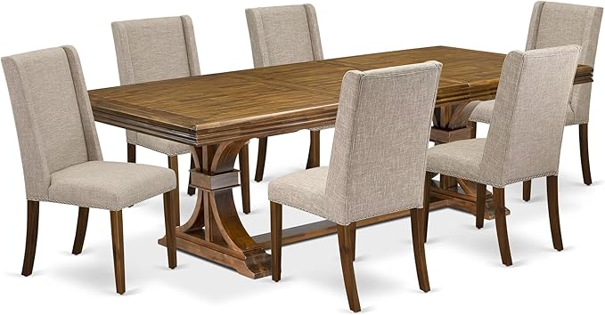 NEFL7-AWA-04-7-Piece Dining Table Set Includes a Rectangular Table and 6 Light - Image 2