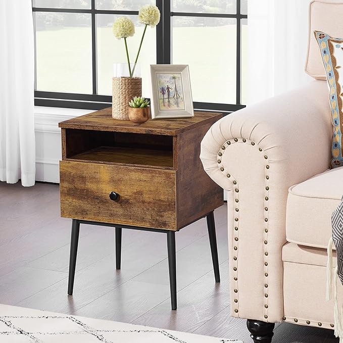 VECELO Modern Nightstands Set of 2, Square End Side Table - Image 4