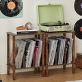 LELELINKY 2-Tier Bamboo Record Player Stand Set of 2 by LELELINKY