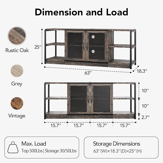 GarveeHome Farmhouse TV Stand for 65/75 inch TV, Entertainment Center - Image 2