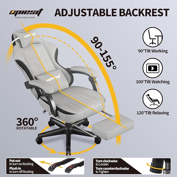 Gaming Chair, Fabric Computer Chair - Image 4