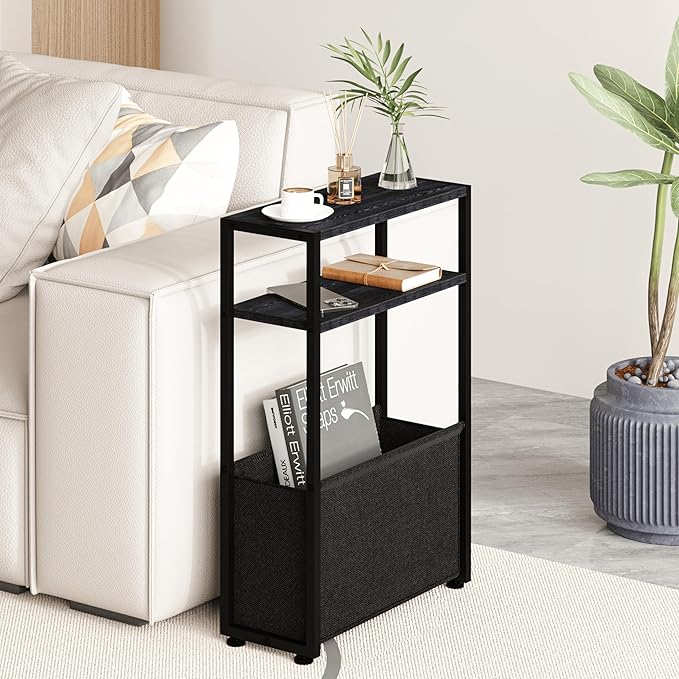Black Side Table, Slim Side Table by Leomonio