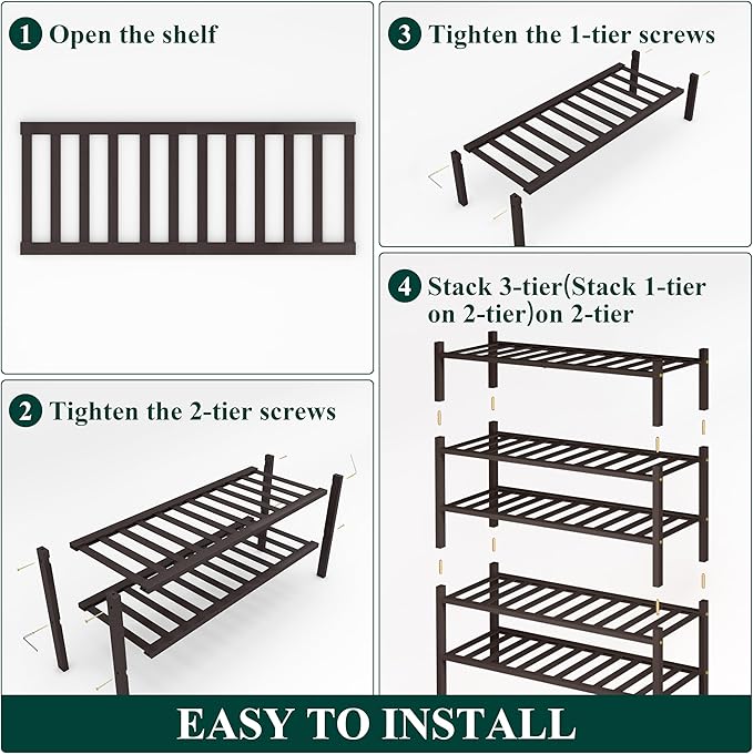 Smiry Shoe Rack, 5 Tier Bamboo Shoe Organizer, Stackable Free Standing Wooden - Image 6