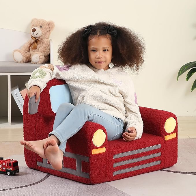 Comfy Toddler Chair, Kids Fire Engine Couch - Image 2