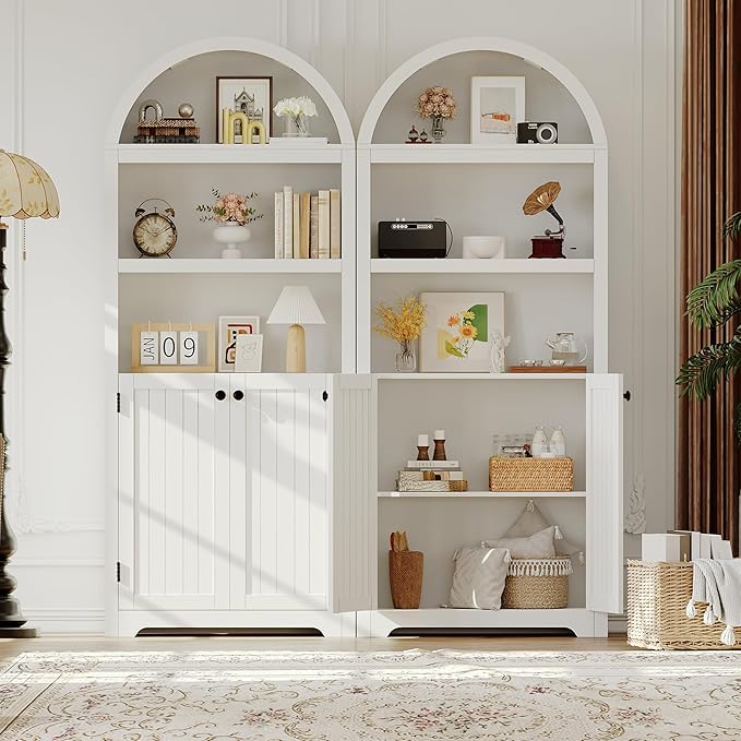GAOMON 72'' Tall Arched Cabinet, 5 Tier Arched Bookshelf - Image 8