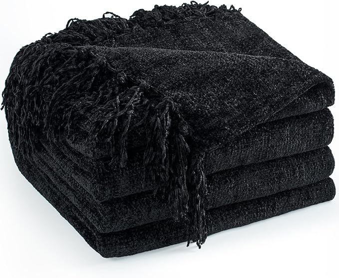 Chenille Throw Blanket for Couch 50"X 60", Soft Cozy Throws by LONGCREATE
