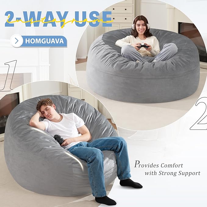 Homguava 5 FT Bean Bag Chair: 5' Bean Bags - Image 6