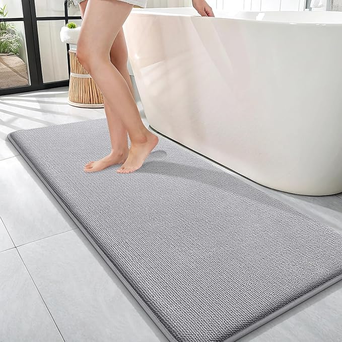 OLANLY Thick Memory Foam Bath Mat Rug 47x17, Extra Soft Absorbent Bathroom Rug by OLANLY