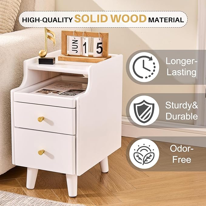 Uniclinens White Narrow Nightstand - Image 4