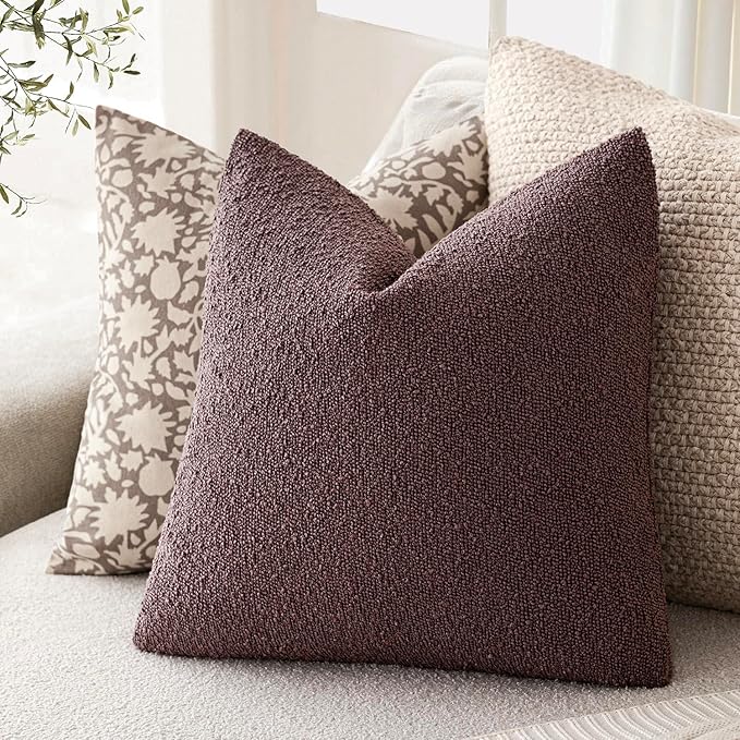 Foindtower Pack of 2 Textured Boucle Throw Pillow Covers Accent Solid Pillow - Image 5