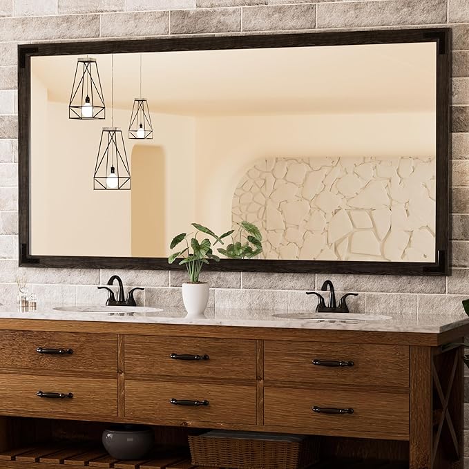 TETOTE 60 x 36 Black Wood Framed Mirror by TETOTE