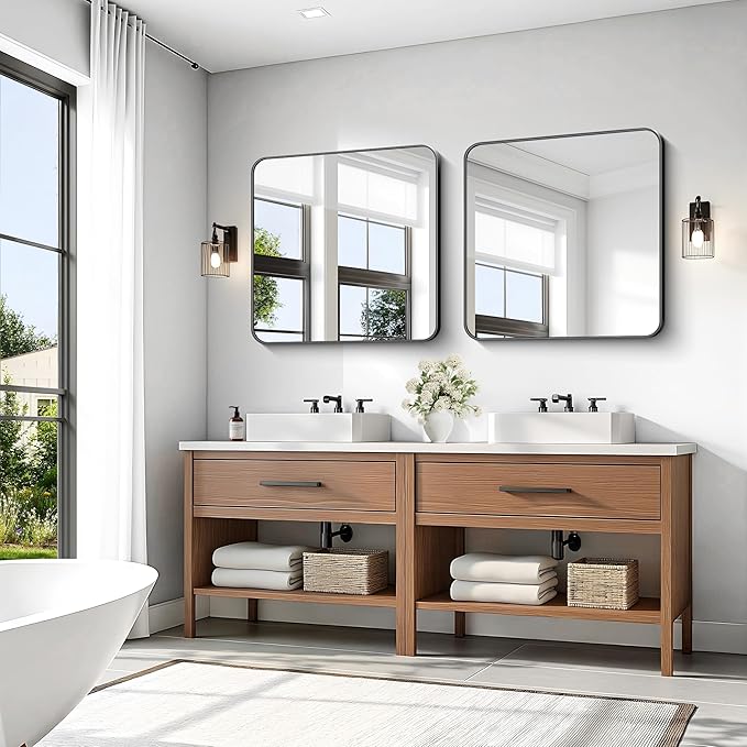 KOCUUY 30"x30" Square Rectangle Vanity Mirror, Modern Design of Upgraded - Image 5
