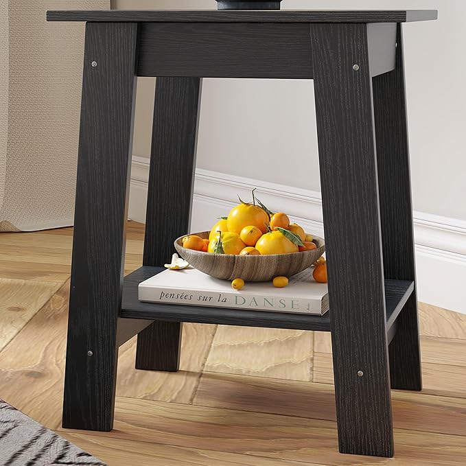 End Table with Double Storage Shelves, Small Space Side Table - Image 9