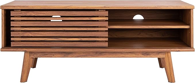 SAFAVIEH Aurelio TV Stand for up to 55" Flatscreen – Walnut Brown, 1 Sliding - Image 2