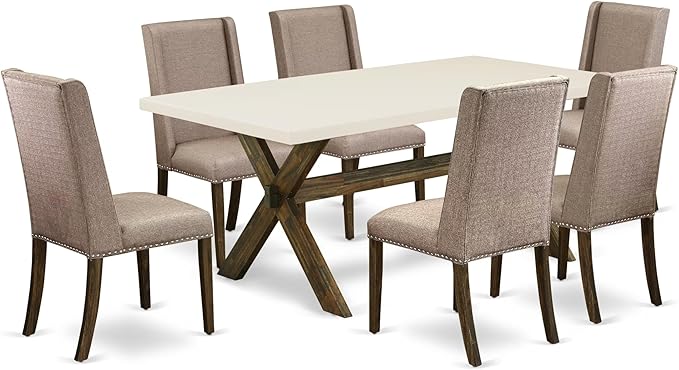 East West Furniture X727FL716-7 7 Piece Dining Set Consist of a Rectangle by EastWestFurniture