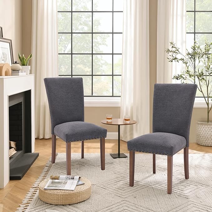 Parsons Dining Chairs Set of 4, Upholstered Nailhead Dining Room Kitchen Side - Image 7