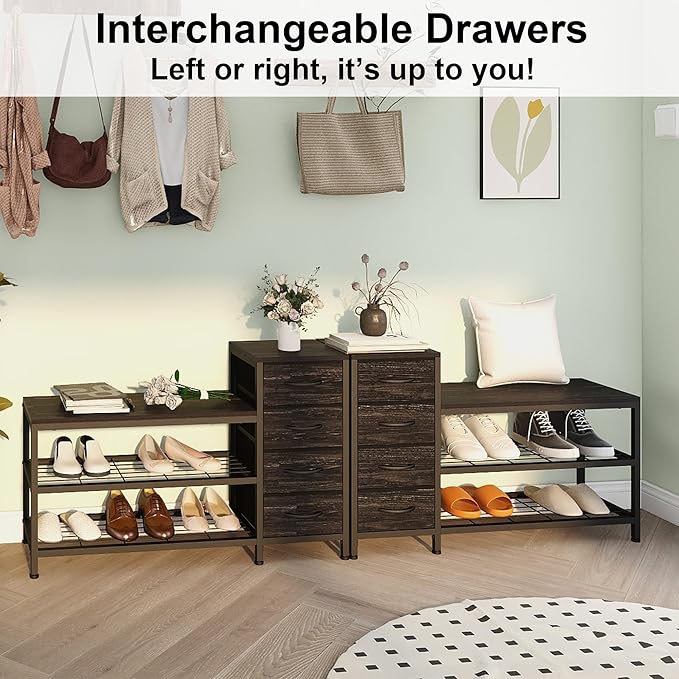 EXOTICA 3 Tier Entryway Bench Shoe Storage Bench - Image 8