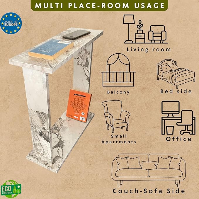 Very Narrow Side Table for Living Room, Small Apartment Space Between Chairs - Image 6
