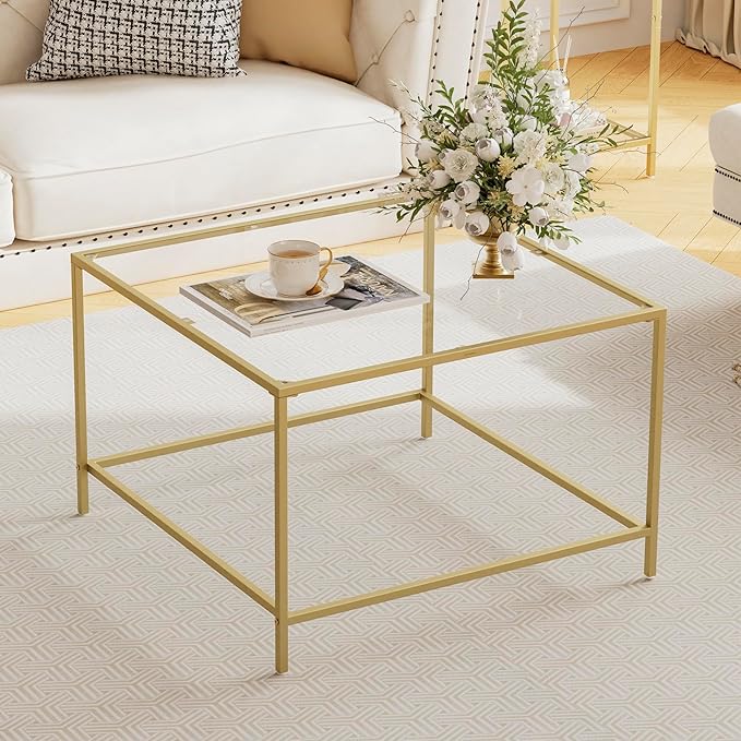 Glass Coffee Table, Modern Square Coffee Table - Image 8
