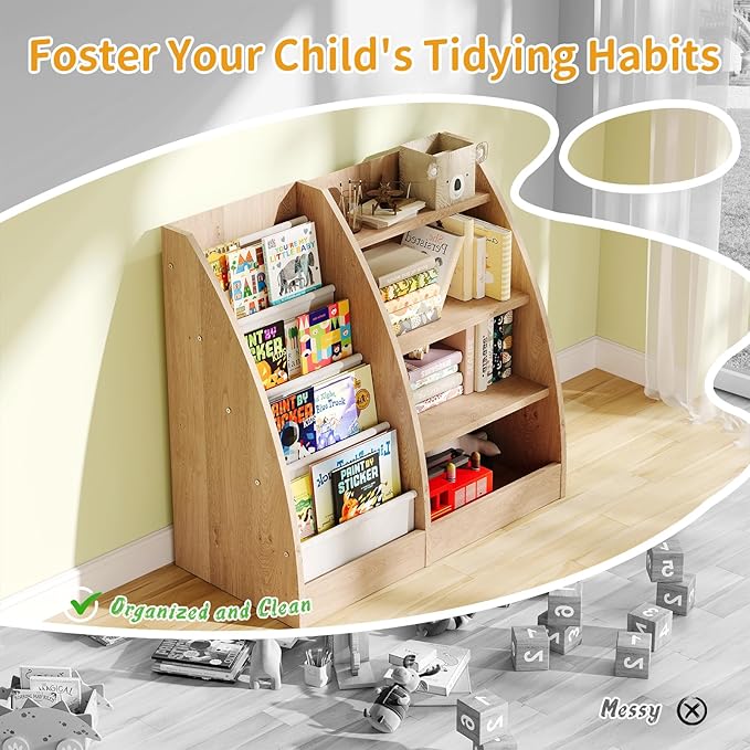 4 Tier Kids Bookshelf, 4 Layer Sling Kids Book Shelf - Image 6