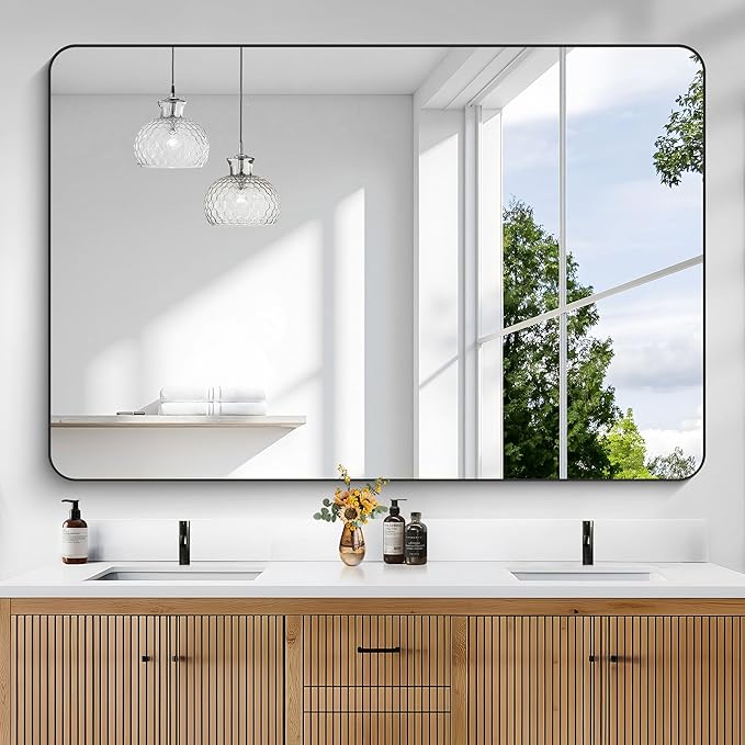 KOCUUY Black Bathroom Mirror 60"x40", Large Vanity Mirror - Image 2