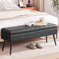 CUYOCA Storage Ottoman Bench, 43.5" Faux Leather Upholstered Entryway Bench by CUYOCA-MakeYouFeelComfort