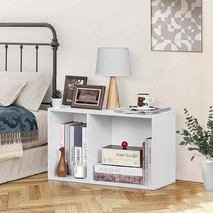 YAHARBO 2 Cube Bookshelf, Horizontal Low Book Shelf, Mini Bookcase - Image 5