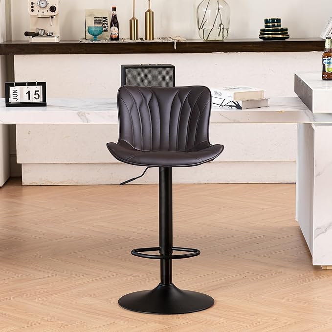 YOUNIKE Single Brown Bar Stools Modern Swivel Counter Height Bar Chair by YOUNIKE