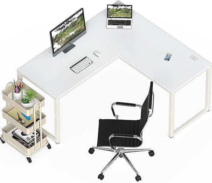 SHW 55 x 60 Inches Commercial-Grade L-Shape Corner Office Computer Desk - Image 6