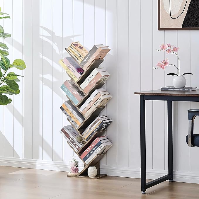 Hoctieon 10 Tier Tree Bookshelf, 10 Shelf Bookcase, Free Standing Tree Bookcase - Image 6