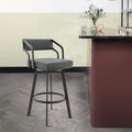 Armen Living Scranton Modern 26" Seat Height Gray Faux Leather and Black Steel by ArmenLiving