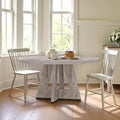Round Dining Table for 4, 47 Inch Dinner Table Farmhouse Wooden Circle Kitchen by Unknown
