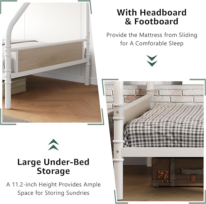 Metal Bunk Bed Twin Over Full, Industrial Bunkbeds Heavy Duty Bed - Image 6