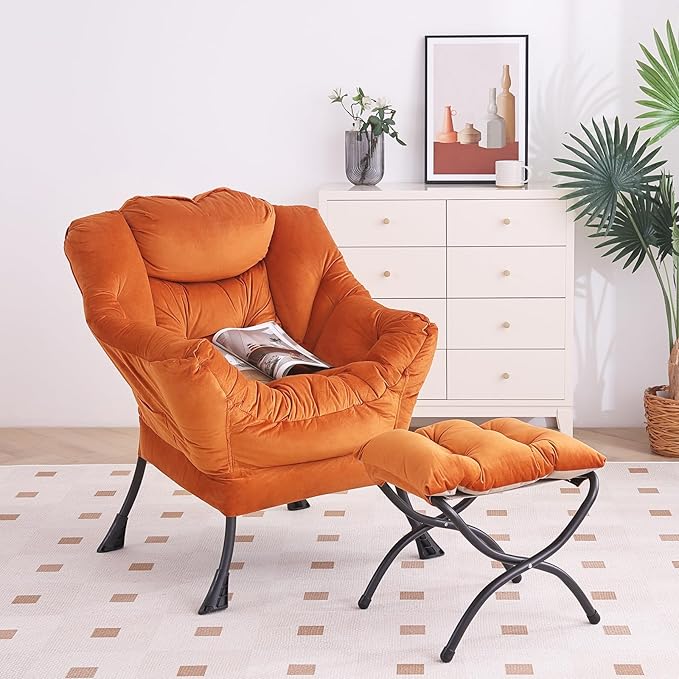 Lazy Chair with Ottoman, Modern Chair with Folding Footrest, Lounge Accent Chair - Image 5
