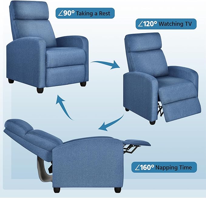 Yaheetech Fabric Recliner Chair Sofa Ergonomic Adjustable Single Sofa - Image 7