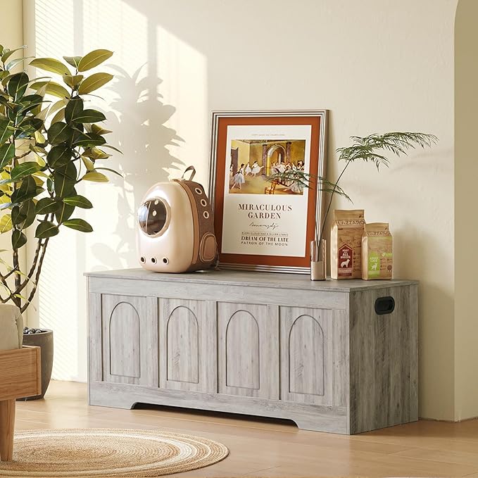 DINZI LVJ Storage Chest, 47.2”Wooden Storage Box - Image 2