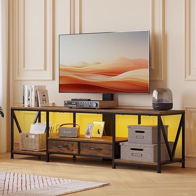 63" W TV Stand with Mount for 50, Entertainment Center with Power Outlet and - Image 3