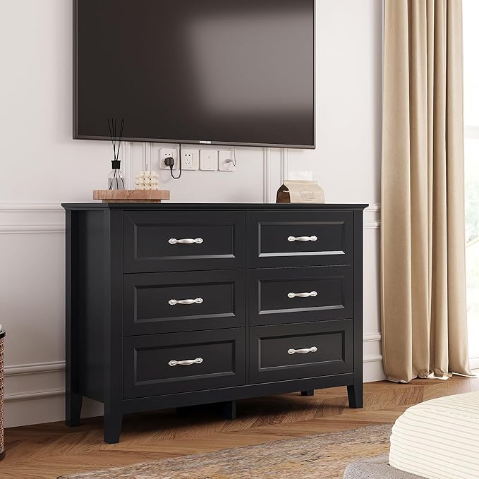 LINSY HOME 6 Drawers Dresser for Bedroom, Modern Farmhouse Dresser TV Stand - Image 2