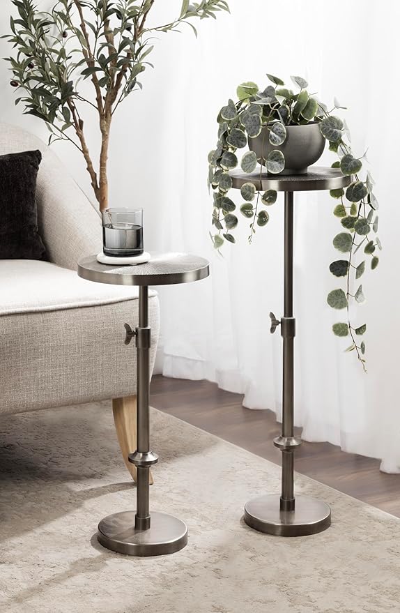 Kate and Laurel Engles Traditional Adjustable-Height Pedestal Drink Table; 10 x - Image 4