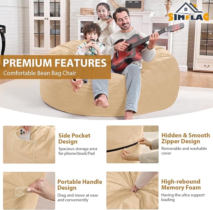 4FT Bean Bag Chair, Large Bean Bag Chairs - Image 5