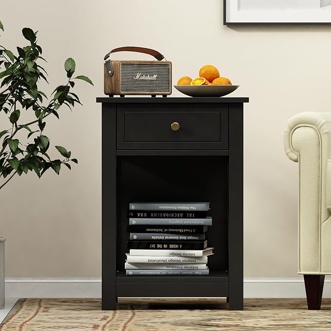 Treocho Black End Table Set of 2, Modern X-Design Night Stand, Bedside End Table - Image 5