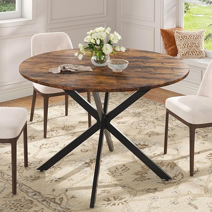 Unovivy 47" Round Dining Table for 4-6, Space Saving Circle Kitchen Dinner Table by Unovivy