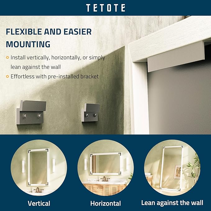 TETOTE 48 x 30 White Wood Mirror - Image 5