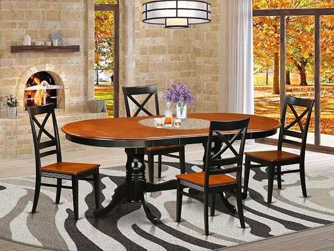 East West Furniture PLQU5-BCH-W 5 Piece Kitchen Table Set - Image 2