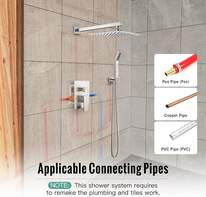SR SUN RISE Shower Faucet Set Bathroom Square Rain Shower Head - Image 2