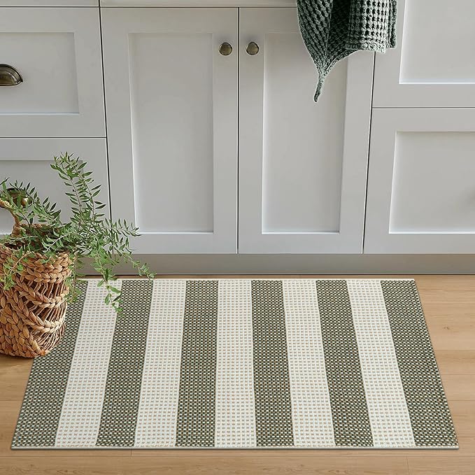 OJIA Fall Front Door Mat 24"x36" Halloween Doormat Striped Porch Rugs Checkered - Image 7