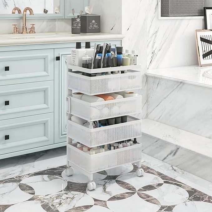 Fruit Basket for Kitchen No Assembly, Rolling Rotating Storage cart, Bathroom - Image 9