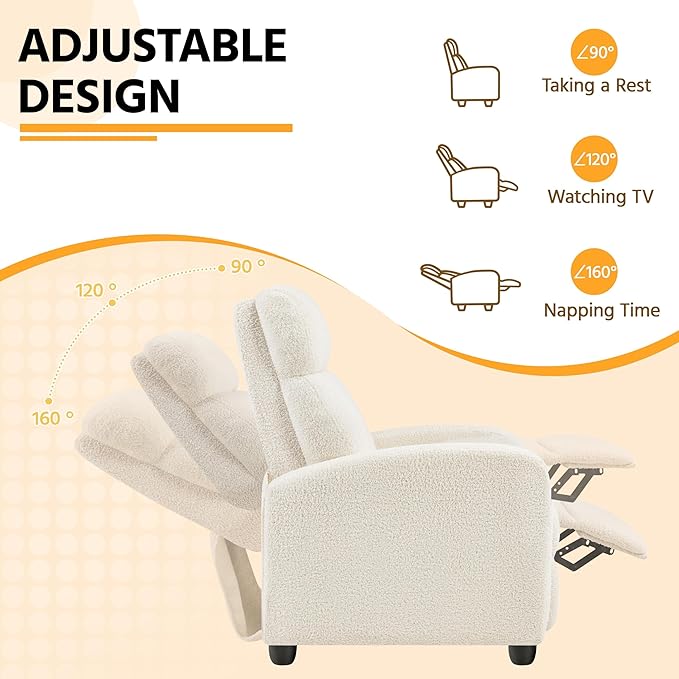 Yaheetech Fabric Recliner Chair Single Sofa Home Theater Seatting Adjustable - Image 4